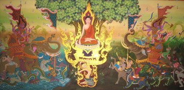 Buddhist Painting - Buddha and evil Buddhism